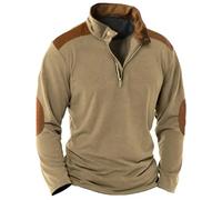 Pull zippé pour homme - Pull à col montant de couleur unie pour l'automne et l'hiver - Sweat-shirt à capuche à manches longues pour homme - Demi-fermeture éclair - Pull décontracté et tendance - Haut