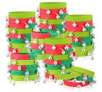 PullCrease Lot de 50 bracelets en silicone avec clochettes - 5 styles - Cadeaux de Noël chrétiens pour les fêtes de Noël, la motivation et les fournitures d'église