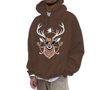 Pull'de Noel Homme Pull Camionneur Sweat Capuche, Sweatshirts Tendance Original Casual Homme Pulls Imprimé De Noel À Capuche Poches Thermique Sweats Unisexe Noël Fun Drôles