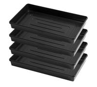 Pullmer Bac de serre 55,5x31,5x6,5 cm, 4 pièces, pot en plastique, bac de transport, bacs de germination sans trous au fond - Idéal pour les plantes, les semis, le jardin