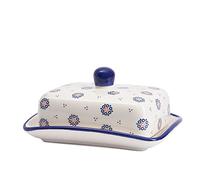 PULLMER Beurrier en Céramique Avec Couvercle, Paroi Épaisse, Design Rustique, Rangement Parfait, Lave-Vaisselle