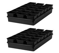 Pullmer Lot de 2 pots de culture carrés avec soucoupe pour boutures et semences, avec plateau, bols de support de navette (pots de culture 9 x 9 x 9,5 + sous-verres)