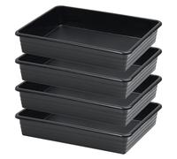 Pullmer Lot de 4 bacs de serre, 33 x 25,8 x 6 cm, en plastique, bacs de transport, bacs de culture, sans trous de fond, idéal pour les plantes, la culture, le jardin