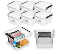 Pullmer Lot de 6 boîtes de rangement avec couvercle, conteneurs de stockage, boîtes empilables, caisses, boîtes en plastique, 9 L, 29x29x16,5 cm