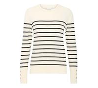 Pullover Ã col rond rayÃ© femme Pulz Jeans Sara Beige L