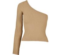 Pullover court tricot côtelé à une manche femme Urban Classics Beige XL
