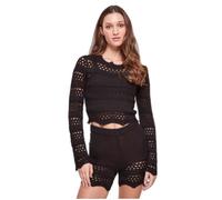 Pullover crop tricot au crochet femme Urban Classics - noir - M XS