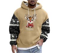 Pullover de Noël pour hommes, sweat à capuche avec motif de bière et renne pour Noël, hoodie patchwork avec cordon de serrage, poches, sweat à capuche oversize pour hommes, sweat de Noël festif, P