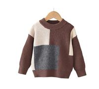 Pullover Enfant Hiver, Pull en tricot doux doublé polaire pour garçon,haut à manches longues et col ras du cou pour tout-petits et enfants sous-vêtement thermique d'hiver en tissu chaud et confortable