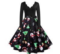 Pullover Femme, Robe Noel Femme Aaa Robe Noel Grande Taille Vintage Audrey Hepburn De Noël Robe Moche Impression Trapèze Mariage Cocktail Soirée Fête Glamour Vetement Noel