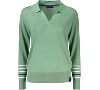 Pullover femme Vert : manches longues, col en V, détails contrastés, logo, taille : S Couleur : Verde