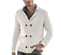 Pullover Homme Hiver,Product Category Men’s Sweater Coat | Product Title Cardigan Tendance pour Homme Pull croisé Cardigan tricoté pour Homme Couleur Unie Veste à Grandes Poches (White, L)