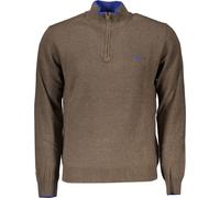 Pullover marron pour homme avec fermeture éclair et détails contrastés, taille : 2XL Couleur : Marrone
