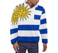 Pullover Sweat-Shirt À Imprimé Côte Est De L'Uruguay Drapeau Veste Sport Décontracté Coupe-Vent Col Large Boutons Facile À Enfiler Coupe Ample Outil De Superposition pour Passionnés De Mode Urbaine