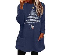 Pullover Tunique Grand Taille Femme Col Round Sweat Couverture Original Pull Robe en Laine mi Long Super Douce et Chaude Pull Confortable pour Adultes Ados Intérieur Extérieur Décontracté