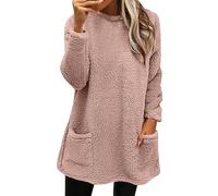 Pullover Tunique Grand Taille Femme Col Round Sweat Couverture Original Pull Robe en Laine mi Long Super Douce et Chaude Pull Confortable pour Adultes Ados Intérieur Extérieur Décontracté