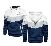 Pullover Unisexe pour Adultes pour Beretta Print Chandail en Molleton pour Hommes Color Block Work Sweatshirt Manches Longues Hoodies Top Cordon De Serrage Pull À Capuche avec Poche Kanga-White||L