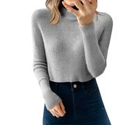 Pulls à col polo pour femmes - Pulls tricotés tendance coupe ajustée - Automne hiver chauds - Pulls à col semi-montant - Pulls confortables - Pulls côtelés à col haut - Tricots - Sous-vêtements