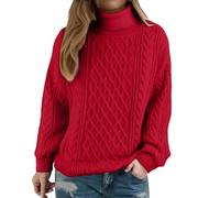 Pulls à col roulé pour femme UK - Pulls d'hiver chauds en maille câblée à col roulé - Pulls à col roulé tricotés - Pulls pour les fêtes - Pulls à col roulé confortables et doux - Pulls en crochet, L