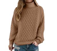 Pulls à col roulé pour femme UK - Pulls d'hiver chauds en maille câblée à col roulé - Pulls à col roulé tricotés - Pulls pour les fêtes - Pulls doux et confortables en crochet, XL