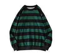 Pulls à rayures pour femmes : sweat-shirt à rayures sans capuche pull surdimensionné à manches longues coton sweats à capuche adolescentes filles Y2K haut automne hiver manches longues hauts pull