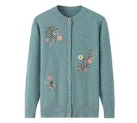Pulls Cardigan Tricotés Personnes D’Âge Moyen Vieillesse, Pull Brodé Fleuri, Pull Cardigan Tricoté Vieille Dame Bouton, Tenue Décontractée Grand Mère, Veste Transitionnelle D’Automne Verte