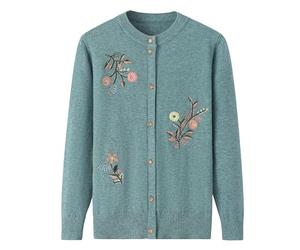 Pulls Cardigan Tricotés Personnes D’Âge Moyen Vieillesse, Pull Brodé Fleuri, Pull Cardigan Tricoté Vieille Dame Bouton, Tenue Décontractée Grand Mère, Veste Transitionnelle D’Automne Verte