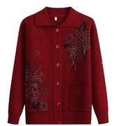 Pulls Cardigan Tricotés pour Personnes Âgées et D'Âge Moyen Pulls pour Femmes Âgées avec Doublure en Velours Veste Jacquard en Tricot Épais Hiver Chaud Costume De Vieille Dame Cadeaux De Gran