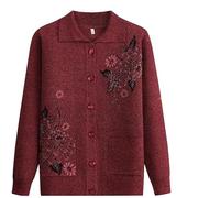 Pulls Cardigan Tricotés pour Personnes Âgées et D'Âge Moyen Pulls pour Femmes Âgées avec Doublure en Velours Veste Jacquard en Tricot Épais Hiver Chaud Costume De Vieille Dame Cadeaux De Gran