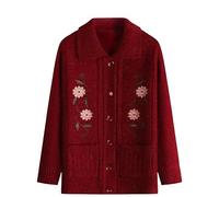 Pulls Cardigan Tricotés pour Personnes Âgées et D'Âge Moyen Pulls pour Femmes Âgées avec Doublure en Velours Veste Jacquard en Tricot Épais Hiver Chaud Costume De Vieille Dame Cadeaux De Gran