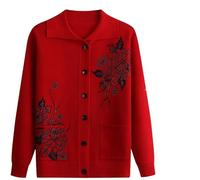 Pulls Cardigan Tricotés pour Personnes Âgées et D'Âge Moyen Pulls pour Femmes Âgées avec Doublure en Velours Veste Jacquard en Tricot Épais Hiver Chaud Costume De Vieille Dame Cadeaux De Gran