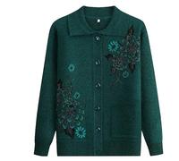 Pulls Cardigan Tricotés pour Personnes Âgées et D'Âge Moyen Pulls pour Femmes Âgées avec Doublure en Velours Veste Jacquard en Tricot Épais Hiver Chaud Costume De Vieille Dame Cadeaux De Gran