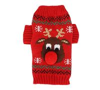 Pulls de Neige de noël pour Chien, vêtements d'hiver épais pour Chien, Costume de noël pour Les Vacances du Nouvel an, pour Petits et Moyens Chiens (Rouge)