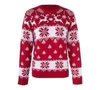 Pulls de Noël assortis pour la famille Pull en tricot flocon de neige Renne Tenue de vacances confortable pour papa maman et enfants (maman), rouge, S