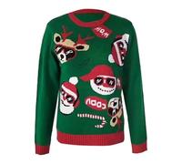 Pulls de Noël assortis pour la famille Pull en tricot flocon de neige Renne Tenue de vacances confortable pour papa maman et enfants (maman), vert, XL
