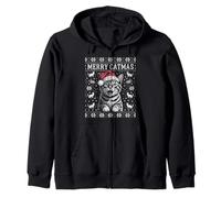 Pulls de Noël Merry Catmas Funny Cat Ugly Sweat à Capuche