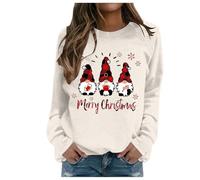 Pulls de Noël pour femmes avec motif original d'arbre de Noël, lutin, nain de Noël, ours en peluche imprimé - Sweats à col rond décontractés - Tunique ample - Pull en polaire - Blouse - Hauts de Noël