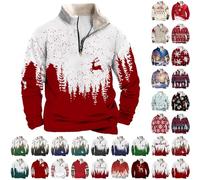 Pulls de Noël pour hommes au Royaume-Uni | Pulls de Noël à demi-fermoir pour hommes | Sweats de Noël pour hommes | Sweat à capuche de Noël imprimé Santa DJ Hip Hop décontracté pour hommes | Pulls de