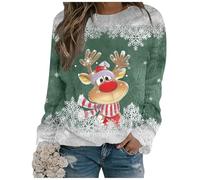 Pulls De Noël Pull Femme Noel Christmas Sweater Women En Laine Vetement Moche Sous Drole Chaud Ugly Thermique Sweatshirts Adulte Sweat Sans Capuche Hiver Le Plus Beau Col Rond Grande Taille Rose Joli