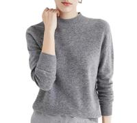 Pulls en Cachemire pour Femmes, Pulls en Cachemire à Manches Longues Et Col Ras du Cou, Pulls Décontractés à Manches Longues, Pulls Amples à Col Ras du Cou en Tricot Uni (Gris,XL)