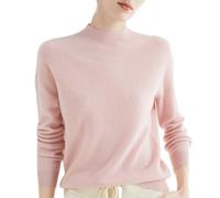 Pulls en Cachemire pour Femmes, Pulls en Cachemire à Manches Longues Et Col Ras du Cou, Pulls Décontractés à Manches Longues, Pulls Amples à Col Ras du Cou en Tricot Uni (Rose,S)