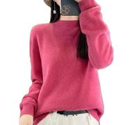 Pulls en Cachemire pour Femmes, Pulls en Cachemire à Manches Longues Et Col Ras du Cou, Pulls Décontractés à Manches Longues, Pulls Amples à Col Ras du Cou en Tricot Uni (Rouge - C,M)