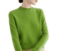 Pulls en Cachemire pour Femmes, Pulls en Cachemire à Manches Longues Et Col Ras du Cou, Pulls Décontractés à Manches Longues, Pulls Amples à Col Ras du Cou en Tricot Uni (Vert - A,L)