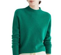 Pulls en Cachemire pour Femmes, Pulls en Cachemire à Manches Longues Et Col Ras du Cou, Pulls Décontractés à Manches Longues, Pulls Amples à Col Ras du Cou en Tricot Uni (Vert - C,M)