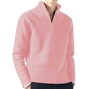 Pulls en Micropolaire pour Homme - Grosse Maille Pull-Over Fermeture à Zip Pulls Basique Classique Col en V Chandails Slim Fit Chaud en Maille Sweat Hiver en Maille Coupe Ajustée