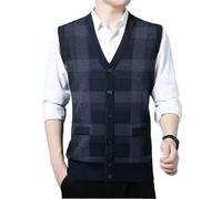 Pulls et gilets tricotés sans manche Cardigan en tricot sans manches for homme, pull épais et chaud à boutons, à rayures croisées, rétro, Vintage, décontracté, automne et hiver Pour Le Travail De Bure