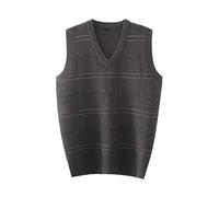 Pulls Et Gilets Tricotés sans Manche Homme Chaude Gilet en Laine Gentleman sans Manches Col en V Business Débardeur Thermique Épais Tricoté Débardeurs pour Automne Hiver Chaud