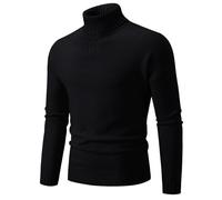 Pulls étroits à col roulé de couleur unie pour hommes, nouvel automne, version coréenne, coupe slim, chaud et basique Manteau grand, Noir , XXL