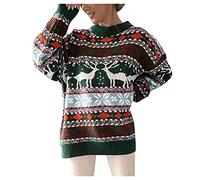 Pulls Femme Noël- Pull Noel Jacquard,Pull Chic Et Elegant Manche Longue Multicolore Imprimé Christmas Chandails Chauded Ample Pullover Polyvalent Confortable Automne Et Hiver Xmas Sweater