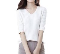 Pulls Femme,Pull En Maille À Manches Courtes Et Col En V Pour Femme